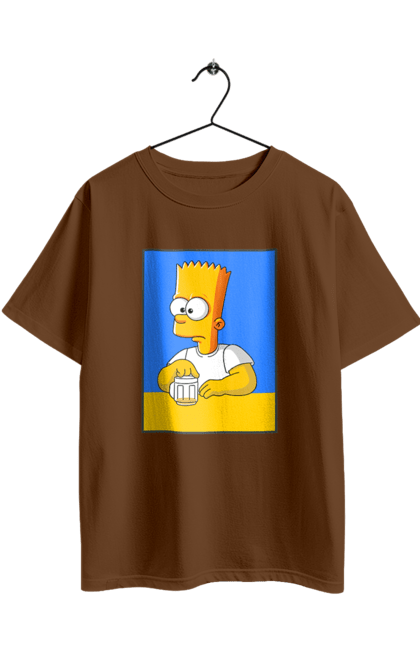 Футболка оверсайз з принтом "Барт любитель пива". Барт, барт сімпсон, мультперсонажі, мультфільми, сімпсони, український прапор. 2070702