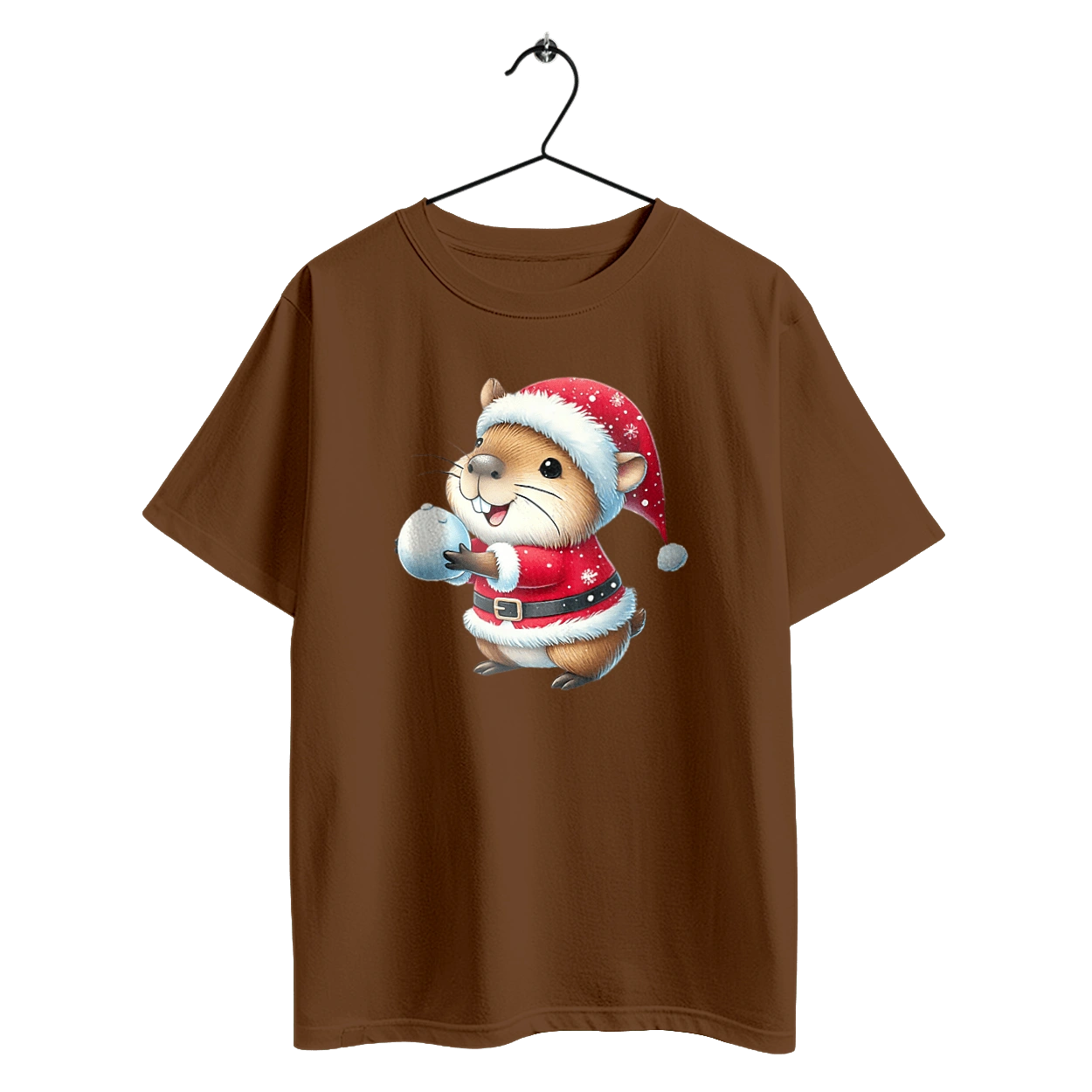 Capybara playing snowballs