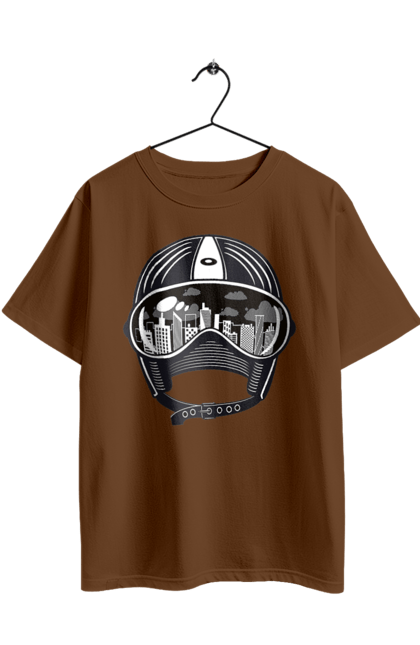 Футболка оверсайз з принтом "Шолом І Місто". Місто, швидкість, шолом. 2070702