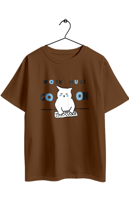 Футболка оверсайз з принтом "Робота не вовк". Айті, кіт, коти, котики, робота. 2070702