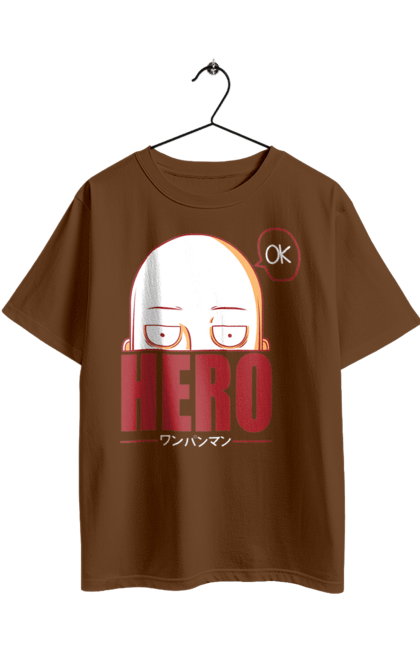 Футболка оверсайз з принтом "Ванпанчмен". One punch man, аніме, бойовик, ванпанчмен, комедія, манга, сайтама, супергерої. 2070702