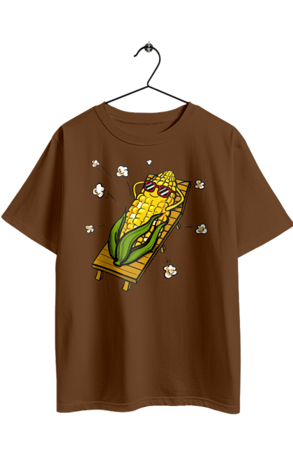 Oversized t-shirt with prints Corn Suns On A Lounger. Corn, lounger, popcorn. 2070702