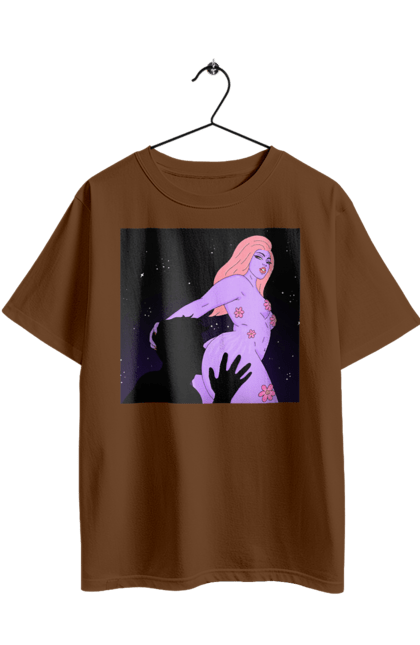 Футболка оверсайз з принтом "Фіолетова Дівчина". Дівчина, тіло. 2070702