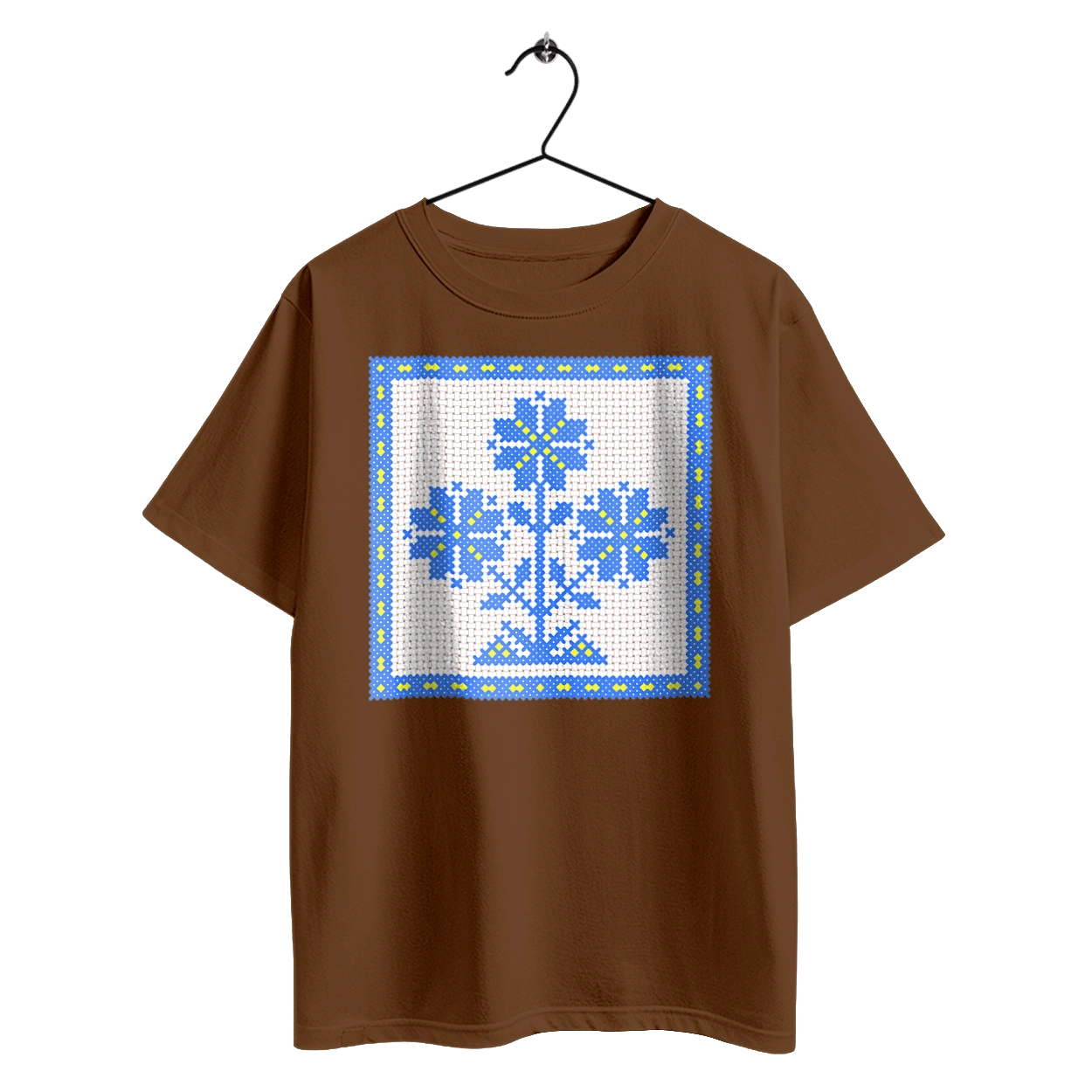 Yellow blue embroidery flowers