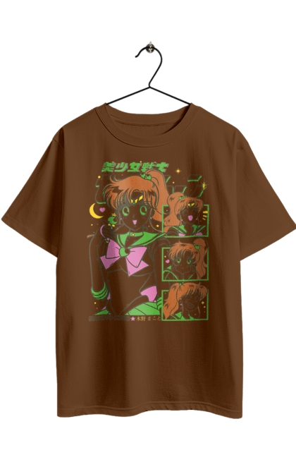 Футболка оверсайз с принтом Сейлор Мун Сейлор Юпитер. Makoto kino, sailor jupiter, sailor moon, аниме, драма, макото кино, махо-сёдзё, сейлор мун, сейлор юпитер, сериал. 2070702