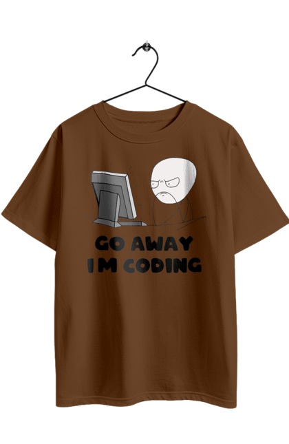 Футболка оверсайз з принтом "Іди Я кодую". Айті, айтішник, для айтішника, для програміста, йди я кодую, майстер коду, подарунок айтішнику, подарунок програмісту, програміст, розробник. 2070702