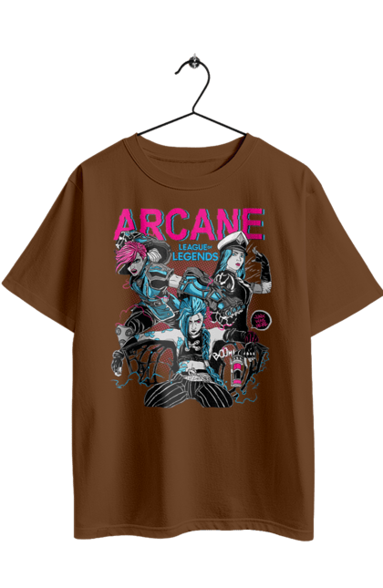Oversized t-shirt with prints Arcane. Animated series, arcane, fantasy, fortiche, jinx, league of legends, riot games, wai. 2070702