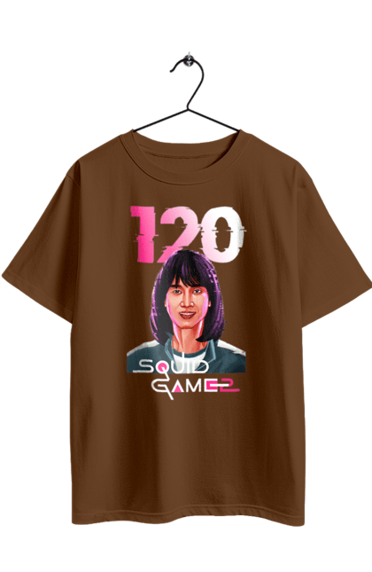 Футболка оверсайз з принтом "Гра в кальмара Чо Хьон Чу". 120, cho hyun-ju, netflix, squid game, гра в кальмара, гравець 120, нетфлікс, серіал, чо хьон чу. 2070702