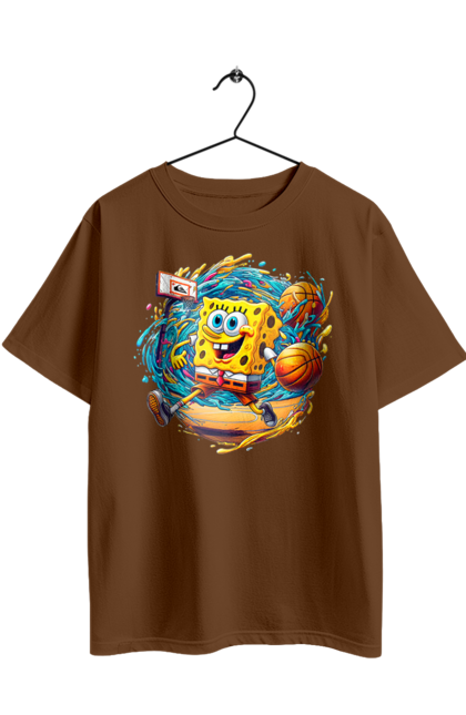 Футболка оверсайз з принтом "Губка Боб". Spongebob, баскетбол, губка боб, м`яч, мультик, мультсеріал, спанч боб, спорт. 2070702