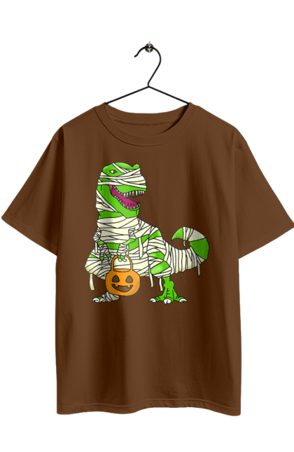 Oversized t-shirt with prints Halloween Dinosaur. Costume, dinosaur, halloween, holiday, october, october 31, pumpkin, sweets, trick or treat. 2070702