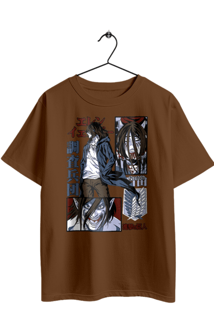 Oversized t-shirt with prints Attack on Titan Eren. Action film, anime, attack on titan, dark fantasy, drama, eren, eren jaeger, manga, post-apocalyptic. 2070702