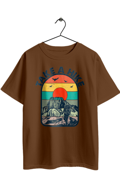 Футболка оверсайз с принтом Прогуляйся Альпинист, Горы. Альпинист, горы, поход, прогуляйся. 2070702