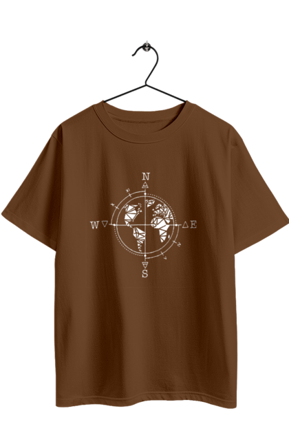 Футболка оверсайз з принтом "Компас". Відпустка, їду у відпустку, компас, магічний компас, подорожі, туризм, хочу у відпустку. 2070702