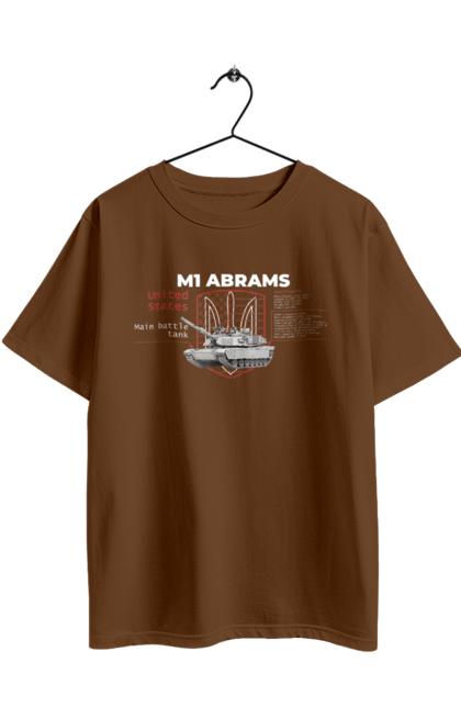 Футболка оверсайз з принтом "M1 Abrams англійська". Abrams, m1 abrams, залужний, зброя, танк. 2070702