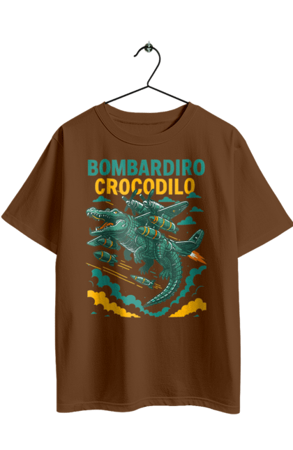 Футболка оверсайз з принтом "Bombardino Crocodilo". Bombardino, bombardino crocodilo, crocodilo, бомбардіно крокоділо, крокодил, крокодил літак, крокодил мем, мем, мем бомбардине крокодило. 2070702