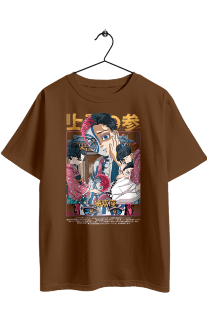 Футболка оверсайз с принтом Клинок Рассекающий Демонов Аказа. Akaza, demon slayer, kimetsu no yaiba, аказа, аниме, истребитель демонов, манга, сериал. 2070702