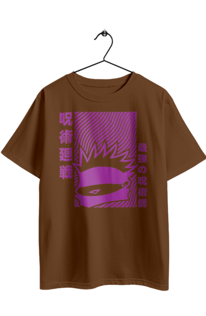 Oversized t-shirt with prints Jujutsu Kaisen Gojo. Anime, dark fantasy, gojo, jujutsu kaisen, magic battle, manga, mystic. 2070702