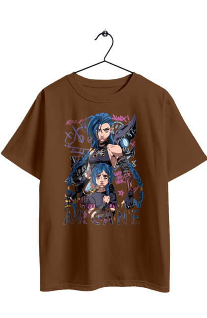 Oversized t-shirt with prints Arcane. Animated series, arcane, fantasy, fortiche, jinx, league of legends, riot games, wai. 2070702
