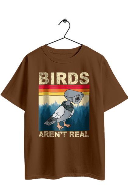 Футболка оверсайз з принтом "Птахи не справжні". Bird, відеокамера, голуб, змова, камера, птах, реальність, спостереження, стеження. 2070702