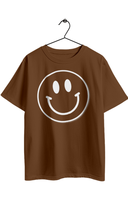 Футболка оверсайз з принтом "Смайл". Весела пика, веселий смайлик, комп`ютерна посмішка, людина з посмішкою, пика, посмішка, смайл гарного настрою, смайлик, усміхнене пика, усміхнений чоловічок, чоловічок з посмішкою. 2070702