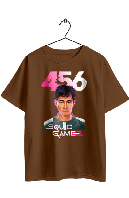 Футболка оверсайз з принтом "Гра в кальмара Сон Гі Хун". 456, netflix, seong gi-hun, squid game, гра в кальмара, гравець 456, нетфлікс, серіал, сон гі хун. 2070702