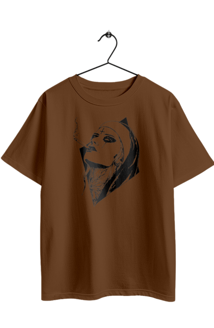 Oversized t-shirt with prints Nun. Cigarettes, cool, girl, tattoo. 2070702