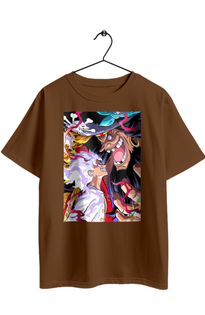 Футболка оверсайз з принтом "Ван Піс Луффі та Маршал Д. Тіч". Blackbeard, luffy, marshall d. teach, one piece, аніме, ван піс, луффі, манга, маршал д. тіч, чорна борода. 2070702