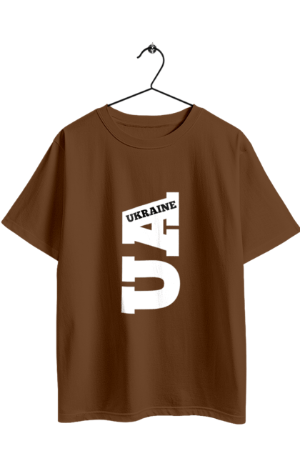 Футболка оверсайз з принтом "Україна". Абревіатура, батьківщина, емблема, логотип, напис, текст, україна. 2070702
