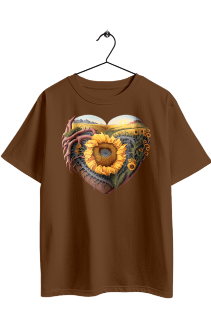 Футболка оверсайз з принтом "Символи України". Небо, поле, пшениця, символи україни, соняшник, україна. 2070702