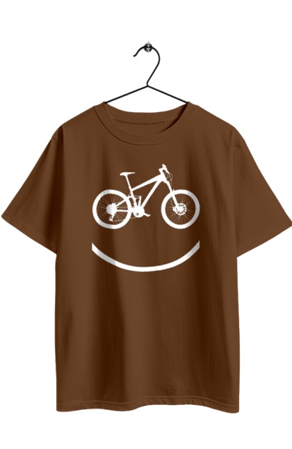Oversized t-shirt with prints Cycling smile. Bicycle lovers, bike, cross, cycling, pedals, smile, smiley, track, wheel. 2070702