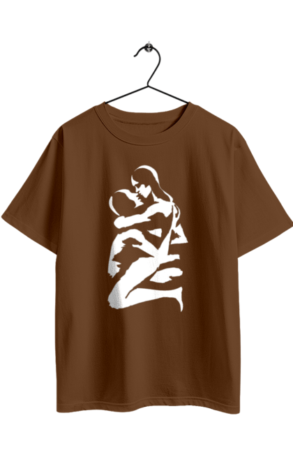 Футболка оверсайз з принтом "Білі Тіла". Жінка, контур, тіла, чоловік. 2070702