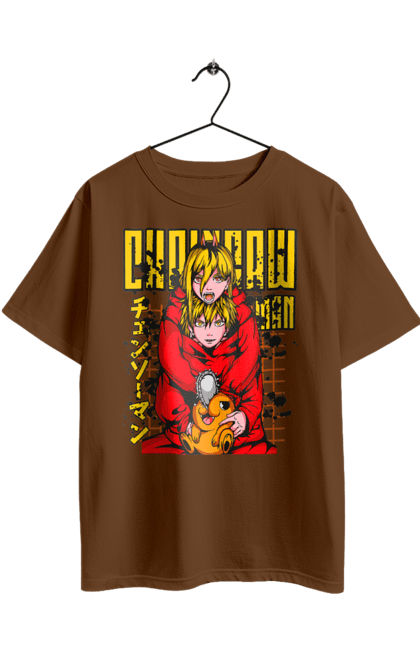 Футболка оверсайз з принтом "Людина Бензопила Пауер та Денджі". Anime, chainsaw man, denji, manga, power, аніме, денджі, людина-бензопила, манга, пауер. 2070702