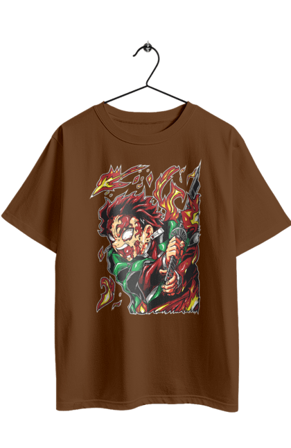 Футболка оверсайз з принтом "Винищувач Демонів Танджіро". Demon slayer, kamado tanjiro, kimetsu no yaiba, аніме, винищувач демонів, манга, танджіро, танджіро камадо. 2070702