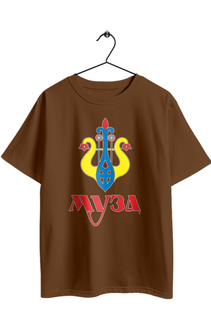 Футболка оверсайз з принтом "МУЗА темний фон жіноча". Sarabeevart, день незалежності, друк, купити, муза, патріотична, україна. 2070702