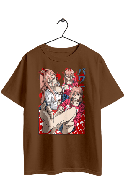 Футболка оверсайз з принтом "Людина Бензопила Пауер". Anime, chainsaw man, manga, power, аніме, демон, людина-бензопила, манга, пауер, шьонен. 2070702