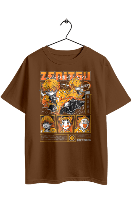 Oversized t-shirt with prints Demon Slayer Zenitsu. Anime, demon slayer, kimetsu no yaiba, manga, serial, zenitsu, zenitsu agatsuma. 2070702