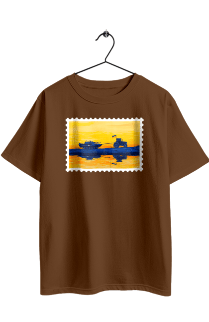 Футболка оверсайз з принтом "Нова марка, трактор що тягне танк". Добрий вечір, доброго вечора, марка, марка україни, марка укрпочта, ні війні, трактор тягне танк, тракторні війська, укрпочта. 2070702