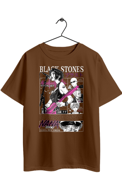 Oversized t-shirt with prints Nana Nana Osaki. Anime, black stones, blast, manga, music, musical group, nana, nana osaki, singer. 2070702