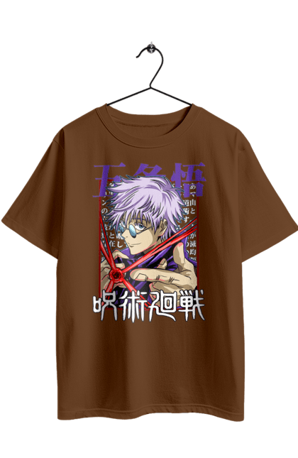 Футболка оверсайз з принтом "Магічна битва Годжо". Anime, gojo, jujutsu kaisen, manga, аніме, годжо, магічна битва, манга, містика, темне фентезі. 2070702