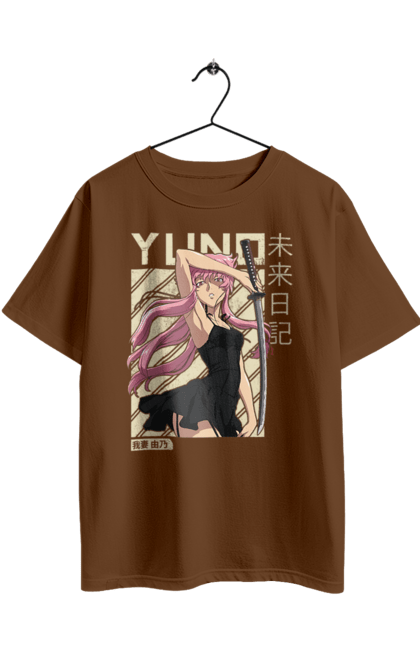 Футболка оверсайз з принтом "Щоденник майбутнього Юно Гасай". Anime, future diary, manga, survival game, yuno gasai, аніме, манга, щоденник майбутнього, юно гасай. 2070702