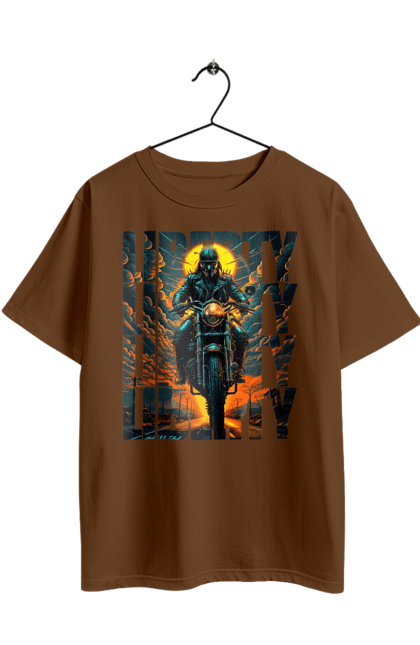 Футболка оверсайз з принтом "Байкер". Байкер, мотоцикліст, подорожі, свобода, туризм. 2070702