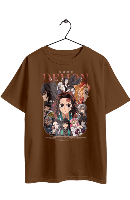 Футболка оверсайз з принтом "Винищувач Демонів". Demon slayer, kamado tanjiro, kimetsu no yaiba, аніме, винищувач демонів, манга, танджіро, танджіро камадо. 2070702
