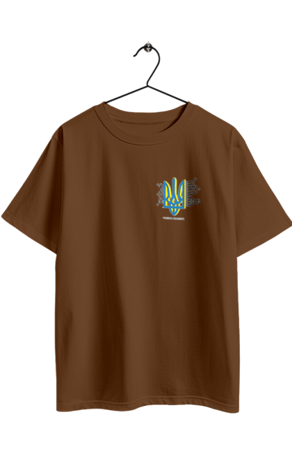 Oversized t-shirt with prints Freedom heart processor. Yellow and blue.. Freedom, heart, patriotic, processor, sarabeevart, to buy, ukraine. 2070702