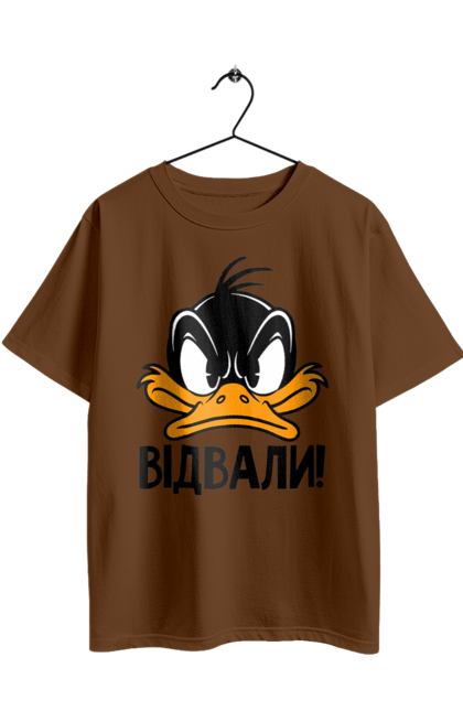 Oversized t-shirt with prints Daffy Duck Fuck Off. Daffy duck, disney, duck, duckling, ducks, funny, platypus, ukrainian, yellow duckling. 2070702