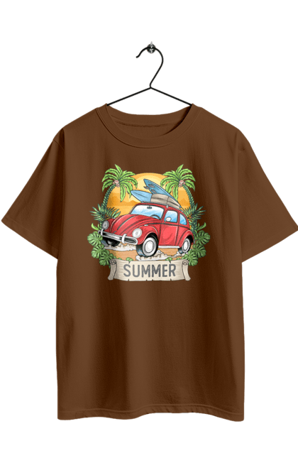 Футболка оверсайз з принтом "Літо, Машина І Пальми". Відпочинок, літо, машина, пальми. 2070702