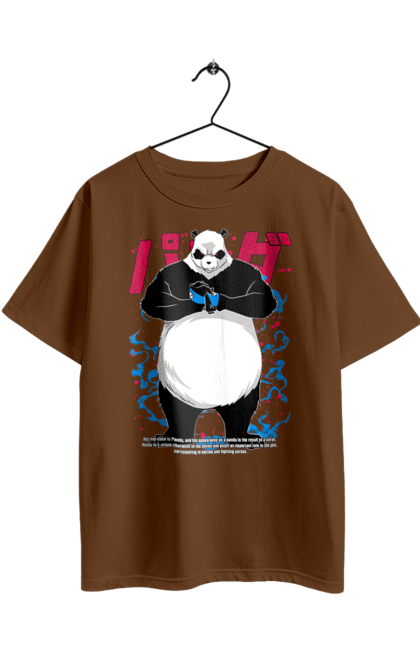 Oversized t-shirt with prints Jujutsu Kaisen Panda. Anime, dark fantasy, jujutsu kaisen, magic battle, manga, mystic, panda. 2070702