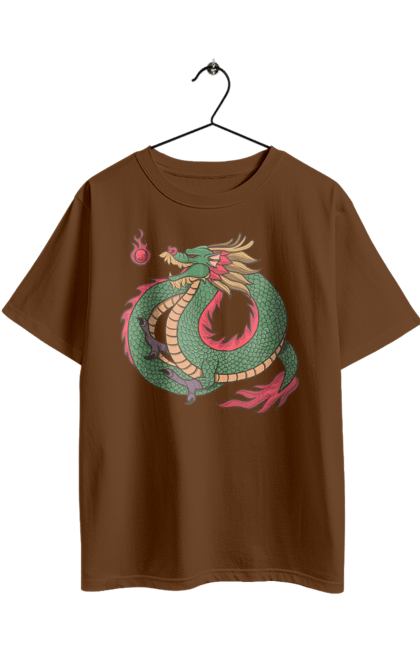 Футболка оверсайз з принтом "Дракон". Дракон, зелений дракон, китайський дракон, символ, тварина. 2070702