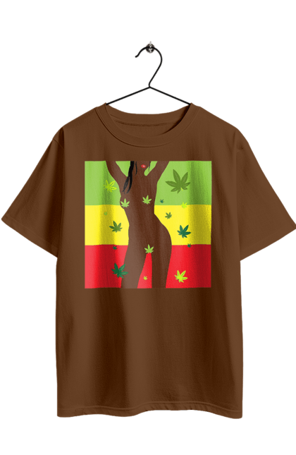 Футболка оверсайз з принтом "Гола Дівчина І Конопля". Гола, конопля, курити, сиськи. 2070702