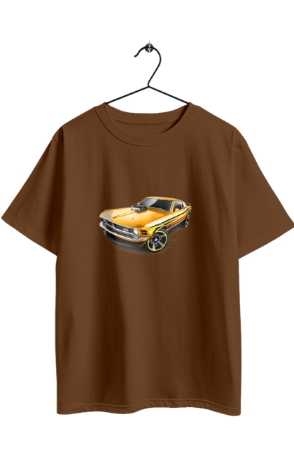 Футболка оверсайз з принтом "Форд мустанг". Американська легенда, жовтий мустанг, культове авто, мустанг, потужне авто, форд мустанг, шелбі. 2070702