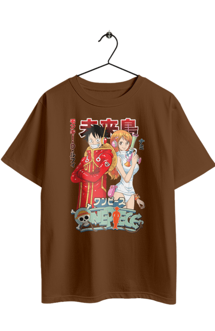 Футболка оверсайз з принтом "Ван Піс Намі та Луффі". Cat burglar, nami, one piece, аніме, ван пис, ван піс, кішка-злодійка, луффі, манга, намі. 2070702